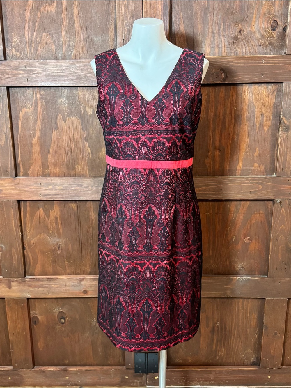 Merona Black and Red Lace Midi Dress